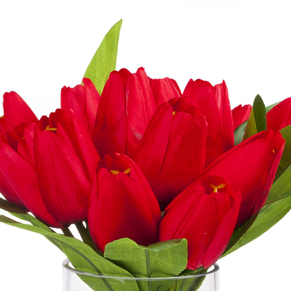 Canora Grey 18 Heads Silk Tulips Floral Arrangement in Vase Wayfair